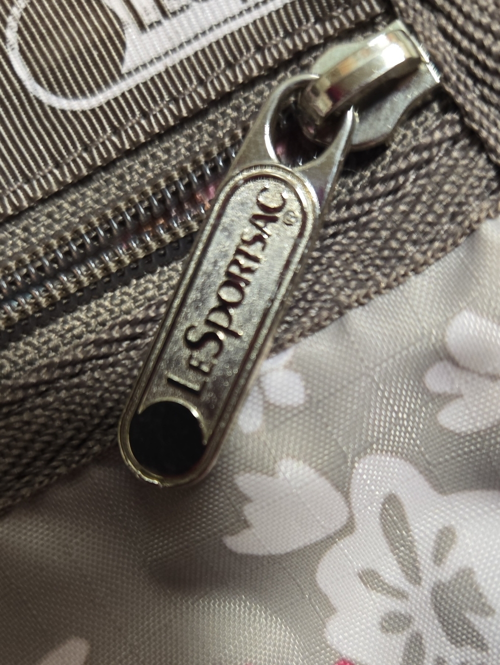 LeSportsac Taupe Floral Bag with Pink and Blue Accents - Picture 15 of 16